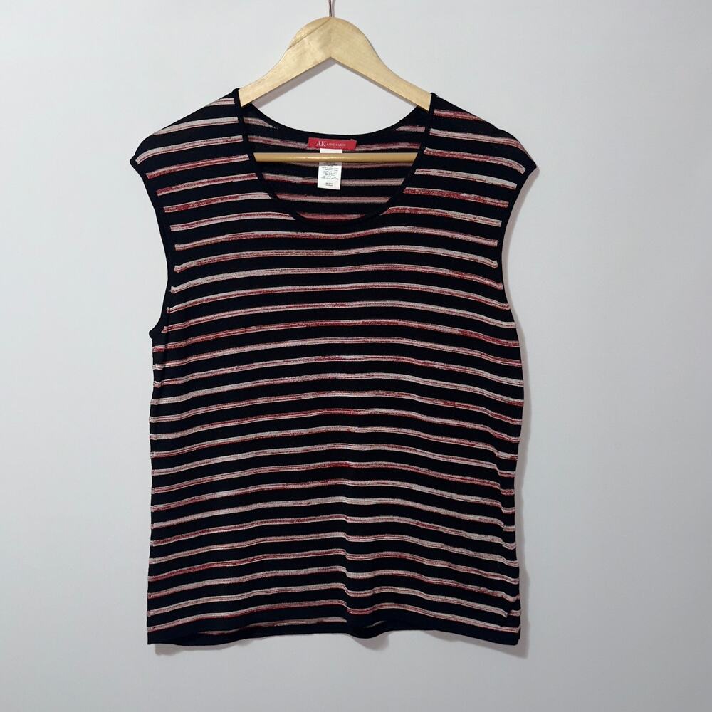 Anne Klein Red Black Sleeveless Blouse women’s size large